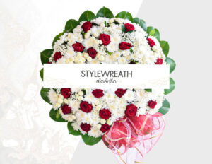 แบบพวงหรีดดอกไม้สด กุลาบแดง ST 0021 1 2