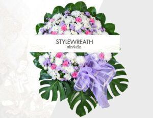 แบบพวงหรีดดอกไม้สด กุลาบแดง รST 00128