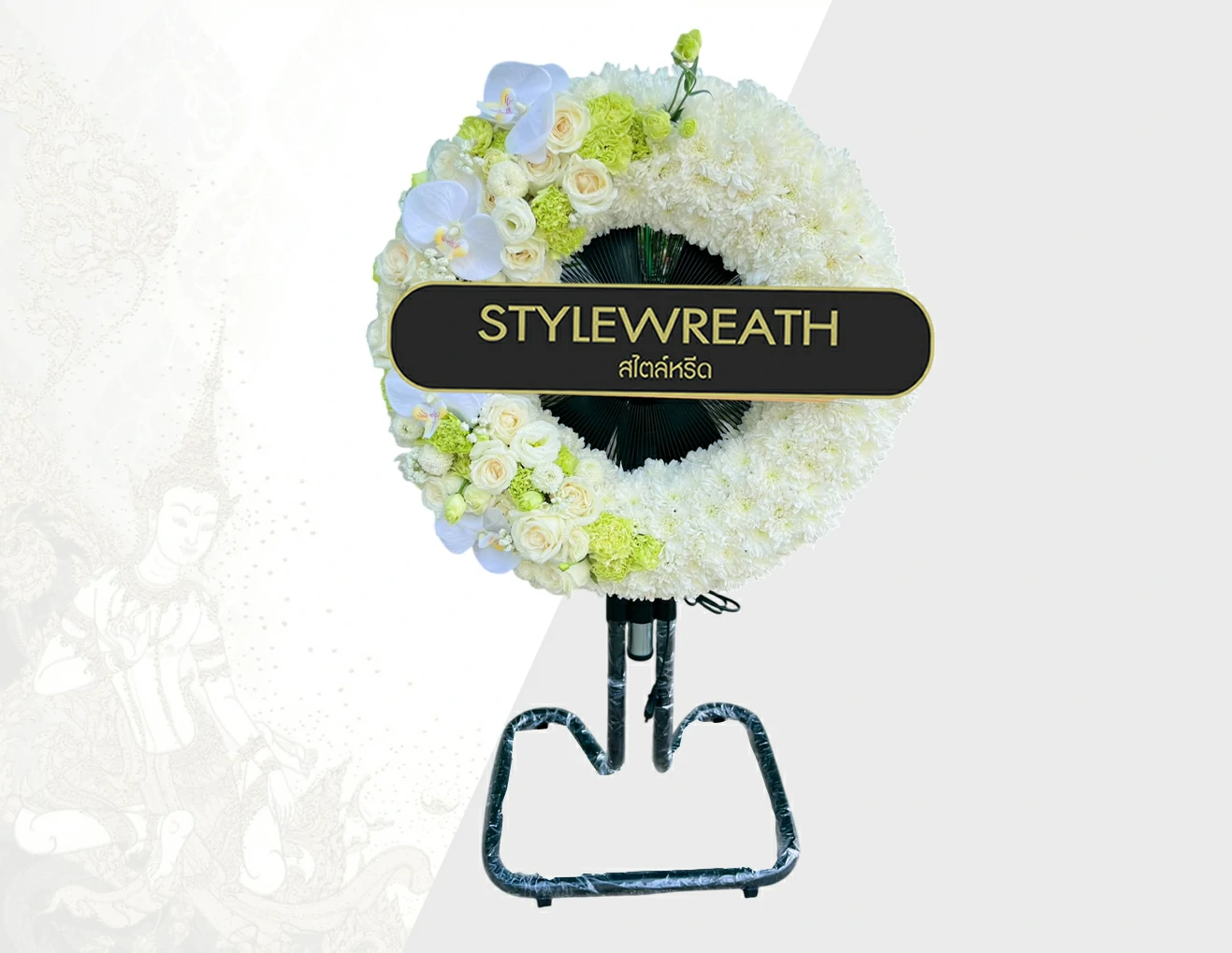 พวงหรีดพัดลมดอกไม้สด-ST-00136-