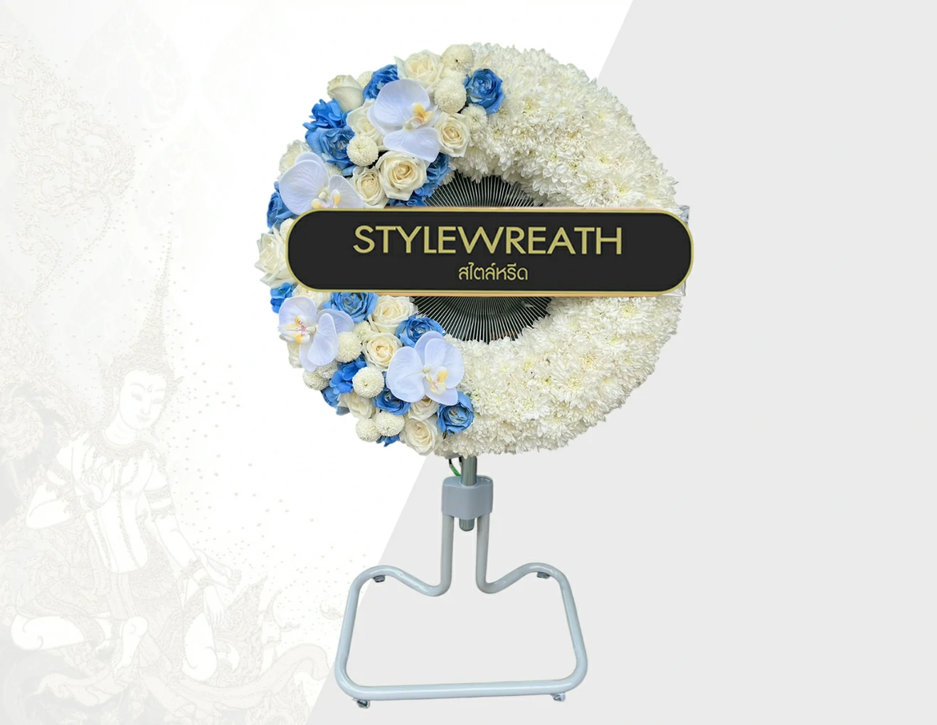 พวงหรีดพัดลมดอกไม้สด-ST-00139-