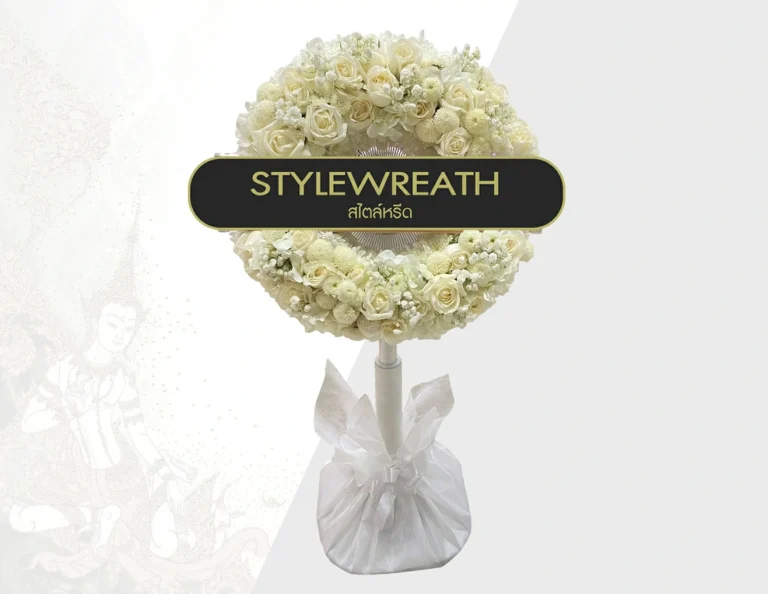 แบบพวงหรีดดอกไม้สด กุลาบแดง ST 00100